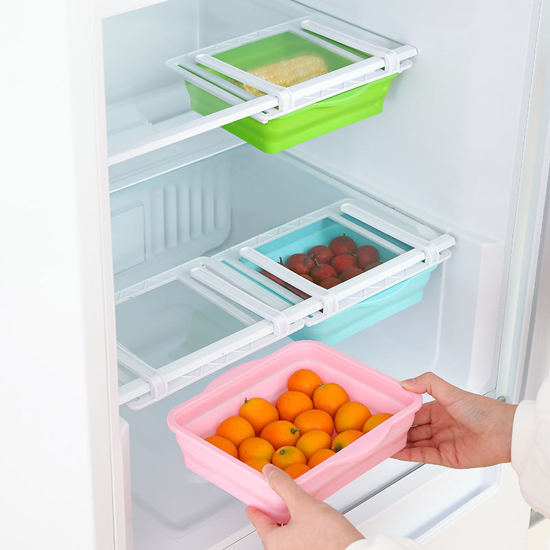 Fridge Organiser with Foldable Storage Boxes (Transparent)