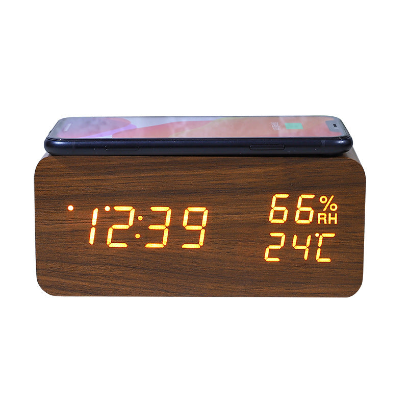 Smart Wooden Wireless Charging Alarm Clock