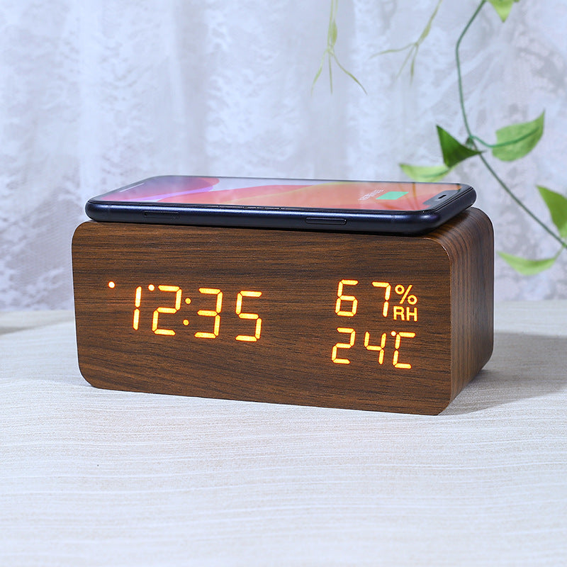 Smart Wooden Wireless Charging Alarm Clock