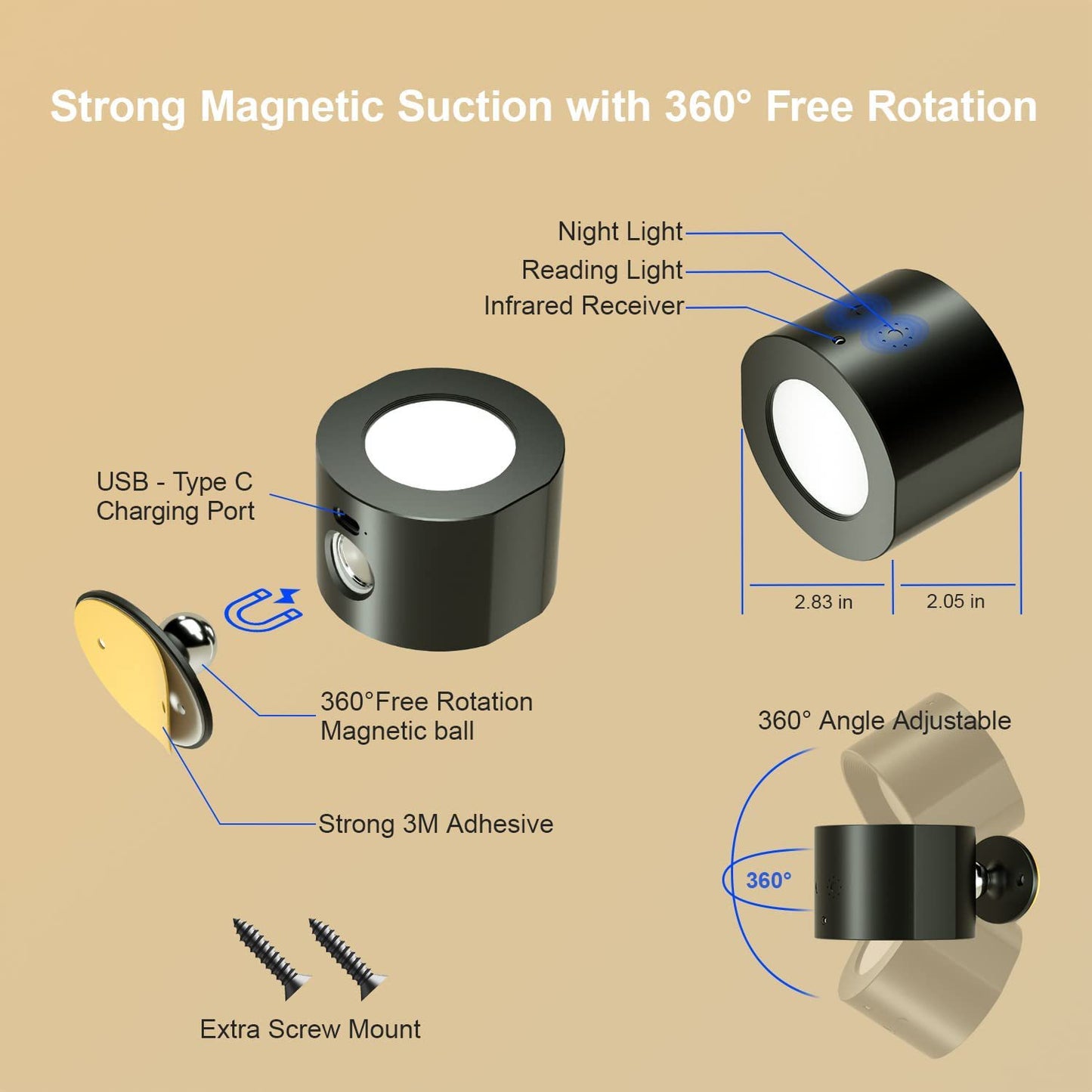 Magnetic Touch LED Wall Lamp (USB Rechargeable)