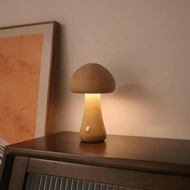 Wooden Mushroom Lamp