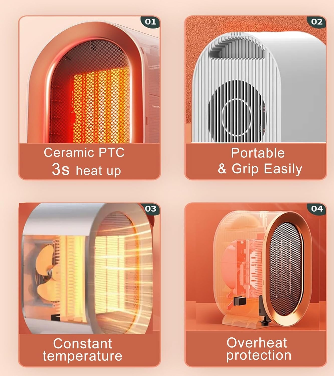 1200W Ceramic Space Heater – Portable with Remote - White
