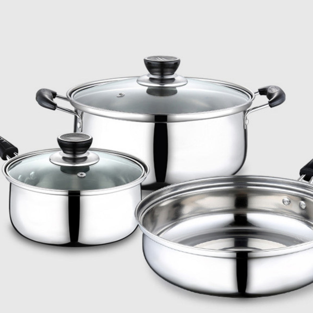 3-Piece Stainless Steel Cookware Set