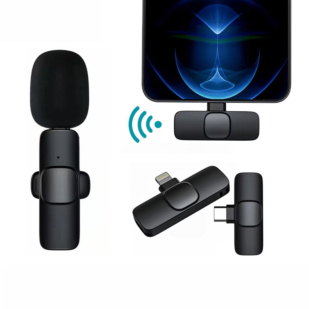 Wireless Lavalier Clip-On Microphone for iPhone, Android, Laptop (Lightning / USB-C)