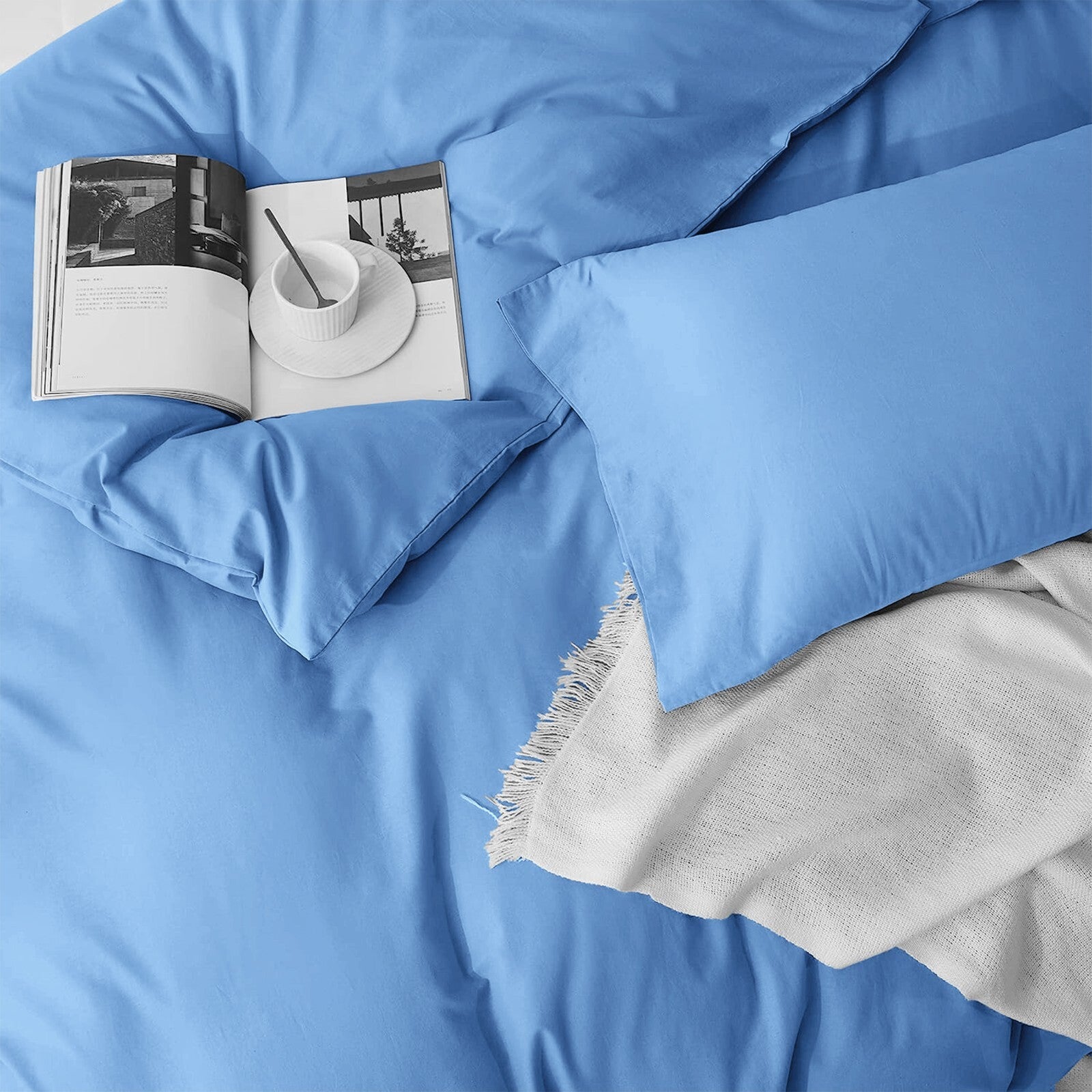 Plain Duvet Cover Luxury Reversible Quilt Cover Bedding Set Single Double King