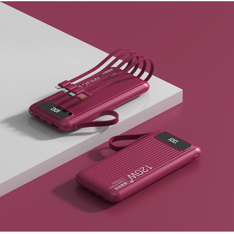 20,000mAh Portable Power Bank – 120W Fast Charging + Built-In Cables.