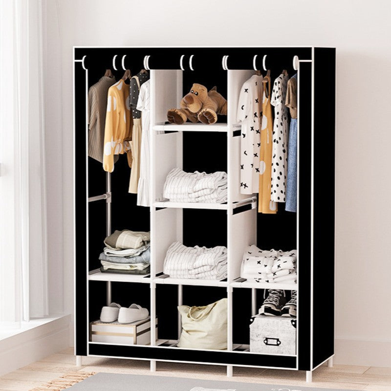Fabric Wardrobe Organiser with Hanging Rail & Shelves