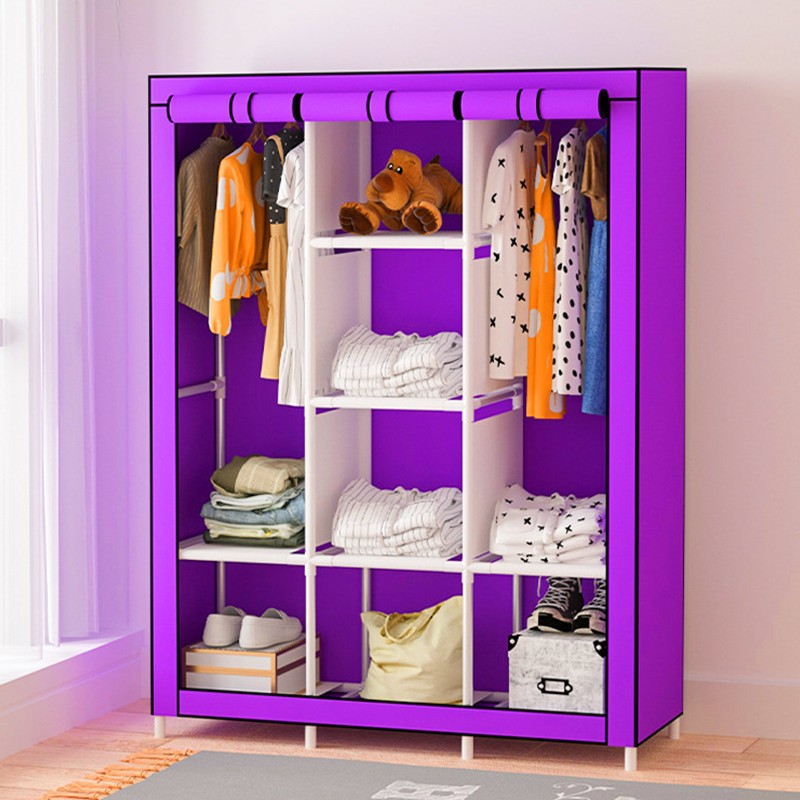 Fabric Wardrobe Organiser with Hanging Rail & Shelves