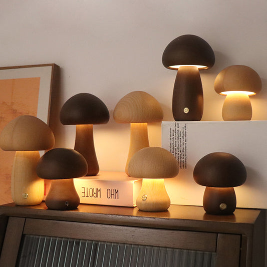 Wooden Mushroom Lamp (USB rechargeable)