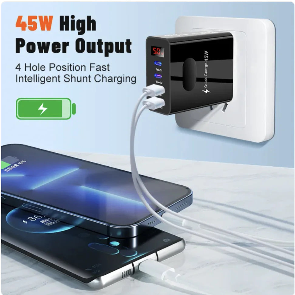 Dual USB-A & USB-C Charger (UK Plug)