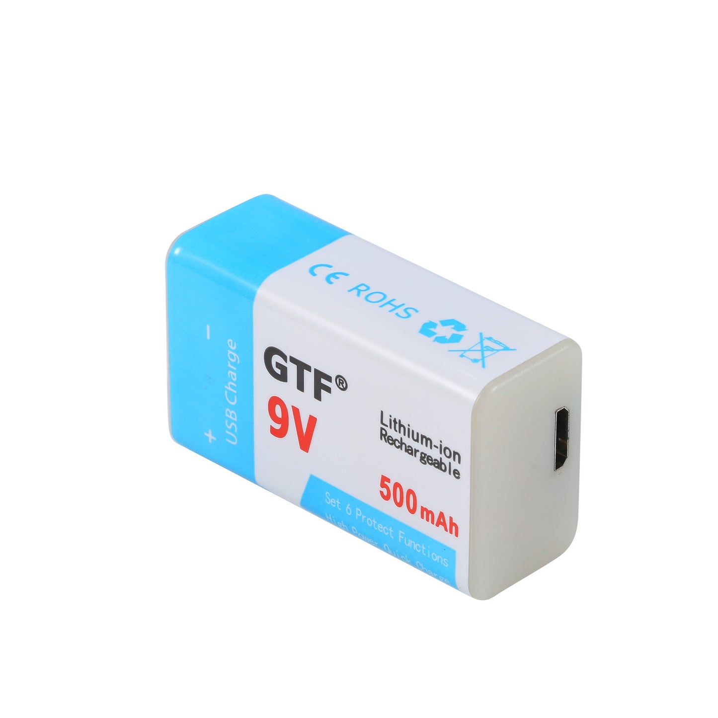 USB Rechargeable 9V Battery (With Charging Cable)