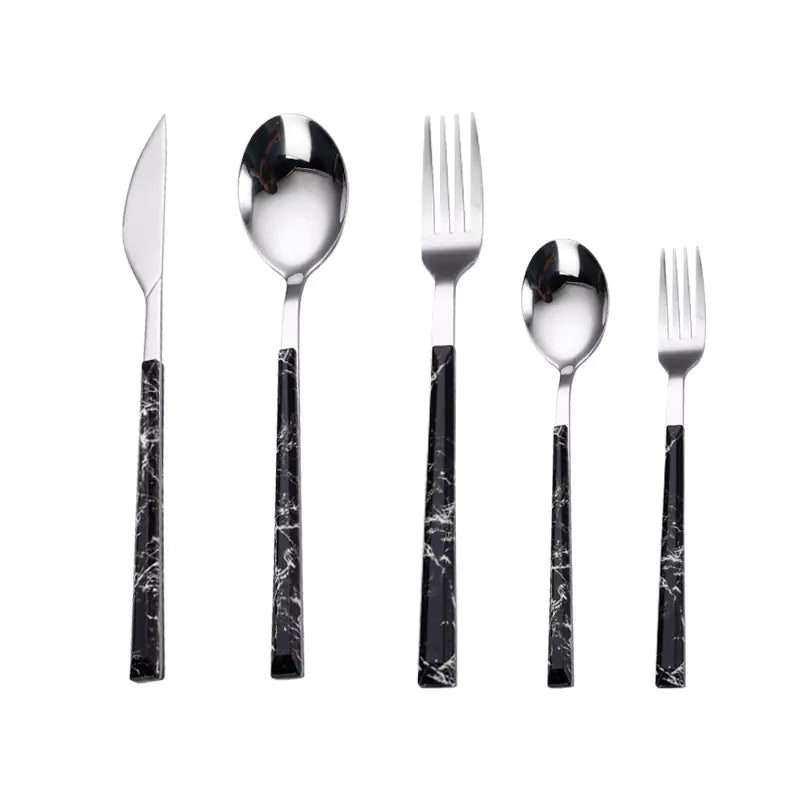 Plastic Handle Knife, Fork & Spoon Set