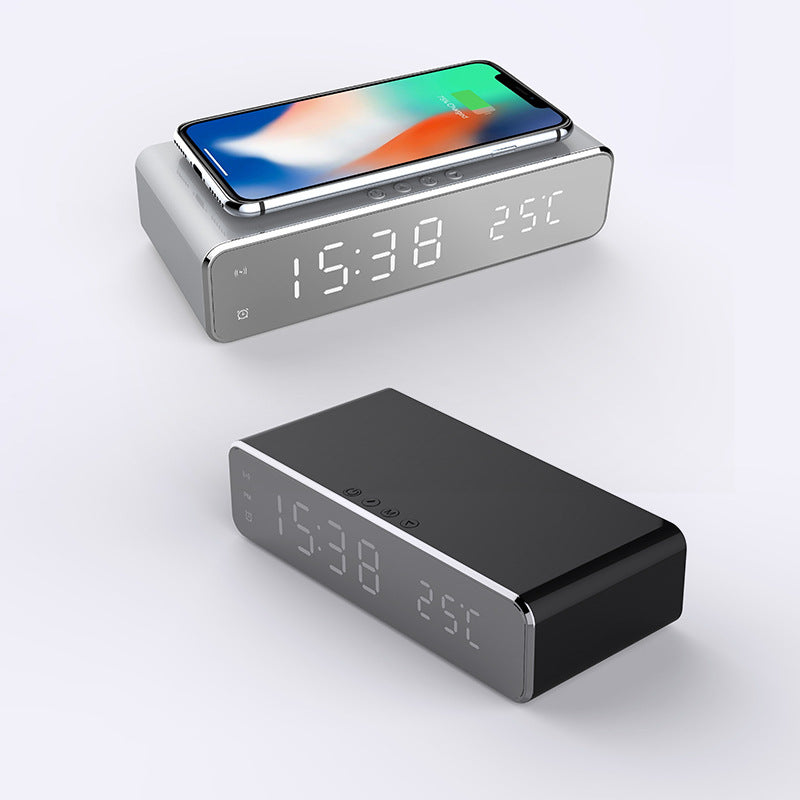 LED Mirror Alarm Clock with Wireless Charging