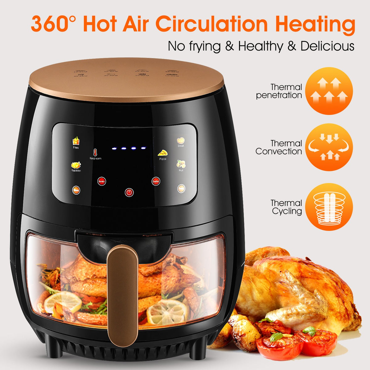 Air Fryer 6L Large Capacity Digital Touch Screen Mulitifunction Oil Free Frying