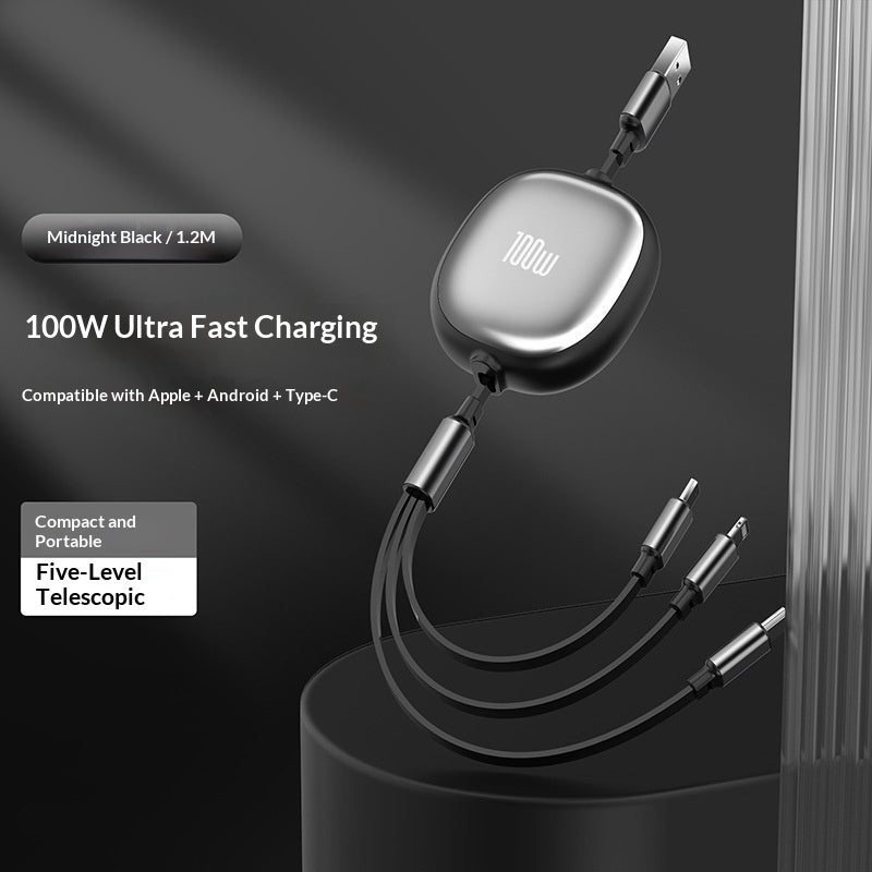 Metal case 3-in-1 Retractable Fast Charging Cable