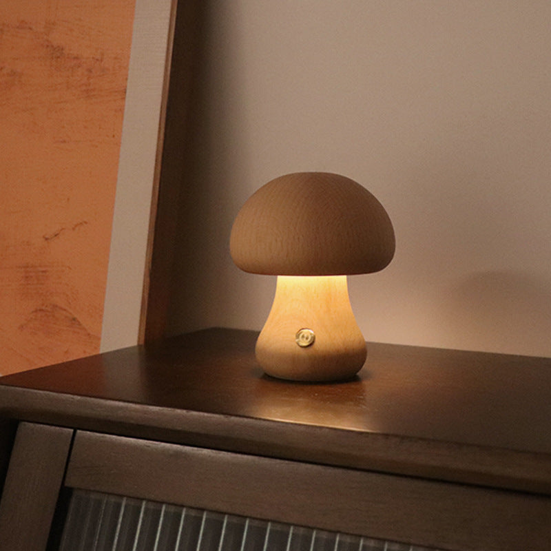 Wooden Mushroom Lamp (USB rechargeable)