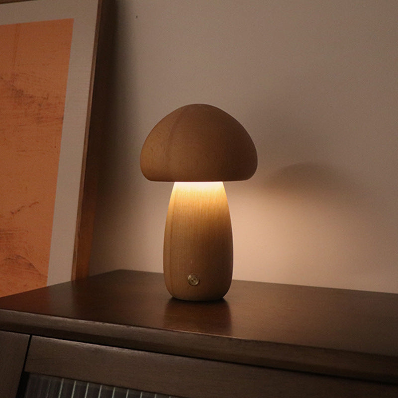 Wooden Mushroom Lamp (USB rechargeable)