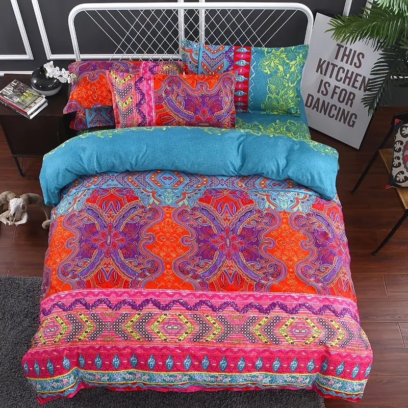 3-Piece Boho Bedding Set. Duvet Cover + 2 Pillowcases