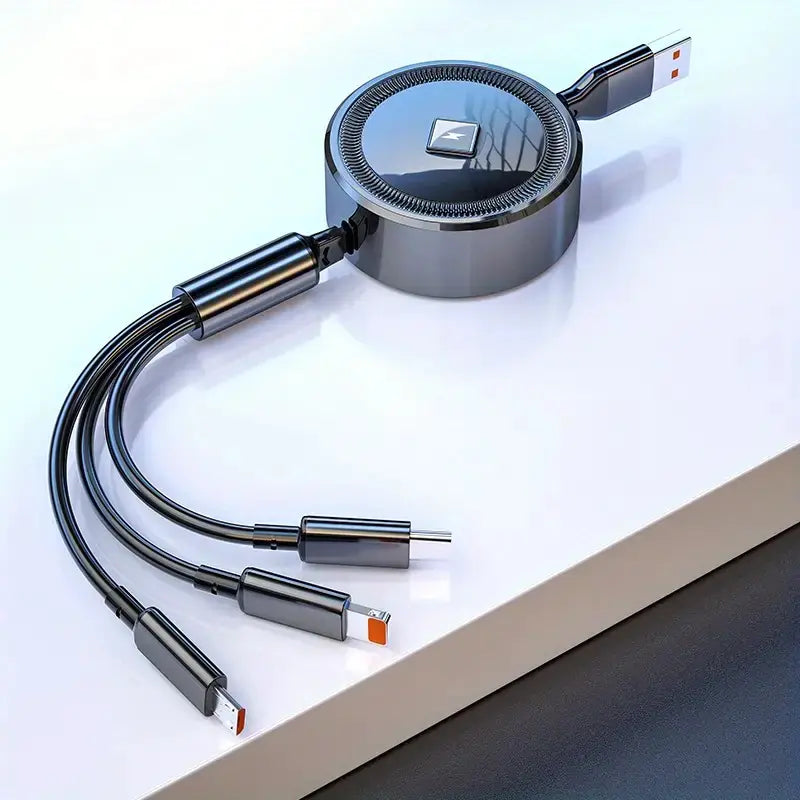 3-in-1 Retractable USB Data and Charging Cable