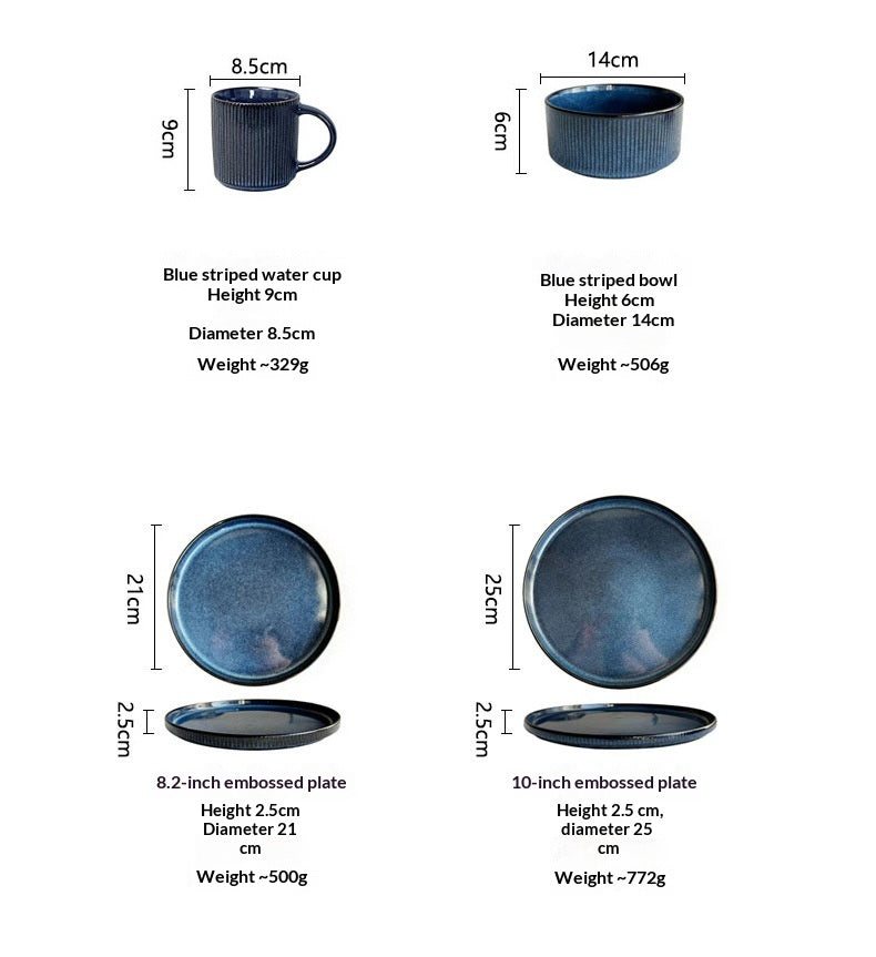 Vintage Embossed Ceramic Dinnerware Set – 16 pieces / 4 people