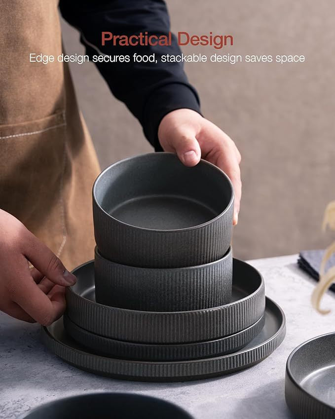 Vintage Embossed Ceramic Dinnerware Set – 16 pieces / 4 people