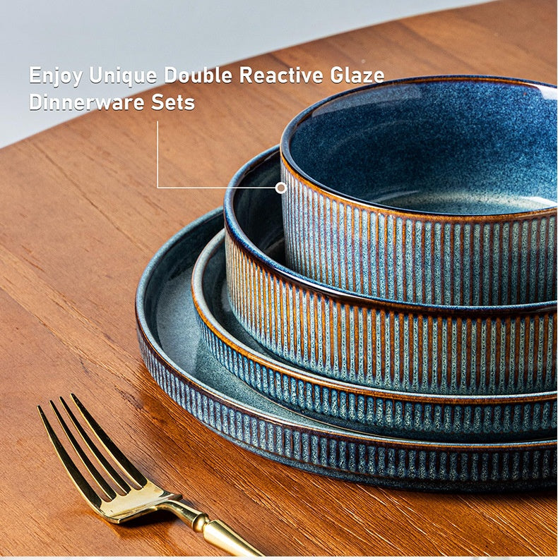 Vintage Embossed Ceramic Dinnerware Set – 16 pieces / 4 people