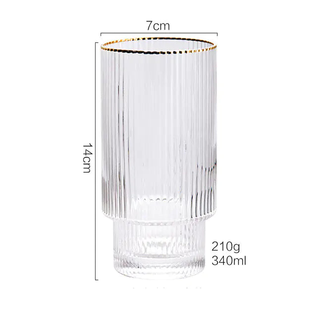Ribbed Glass Drinking Tumbler (one)