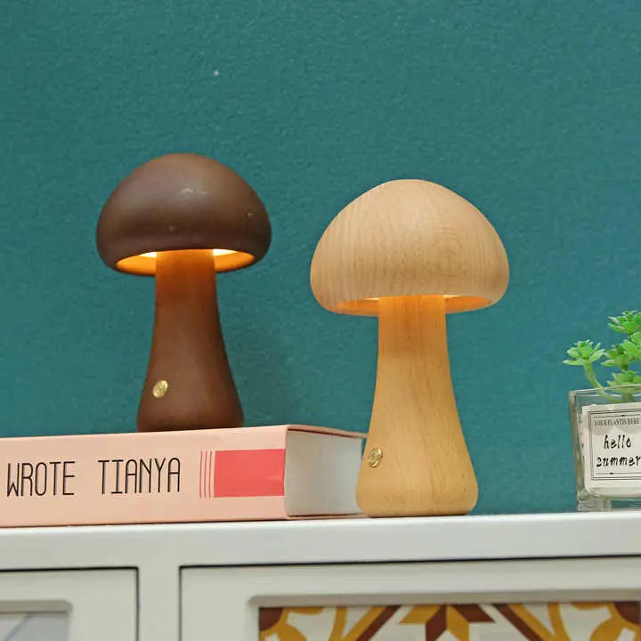 Wooden Mushroom Lamp