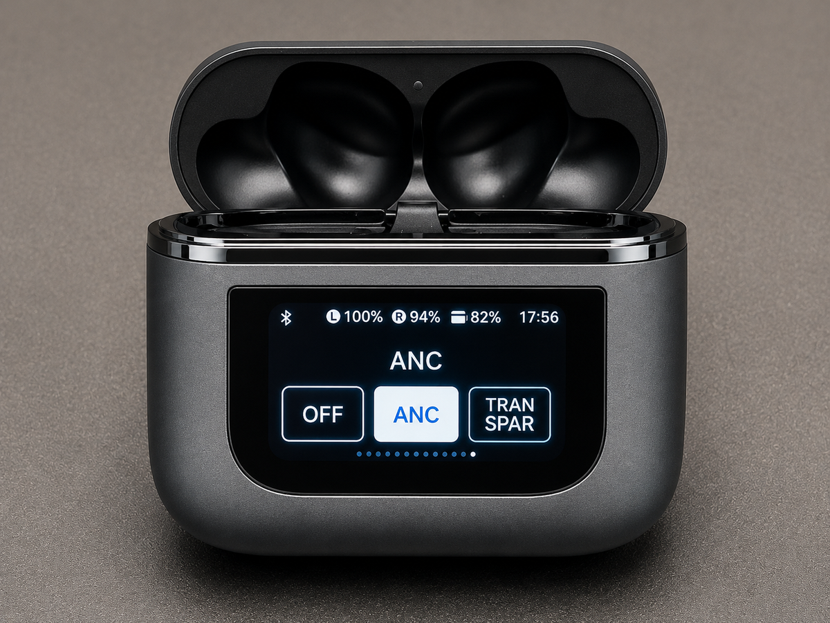 Wireless Noise Cancelling Earbuds with Smart Features Display Charging Case