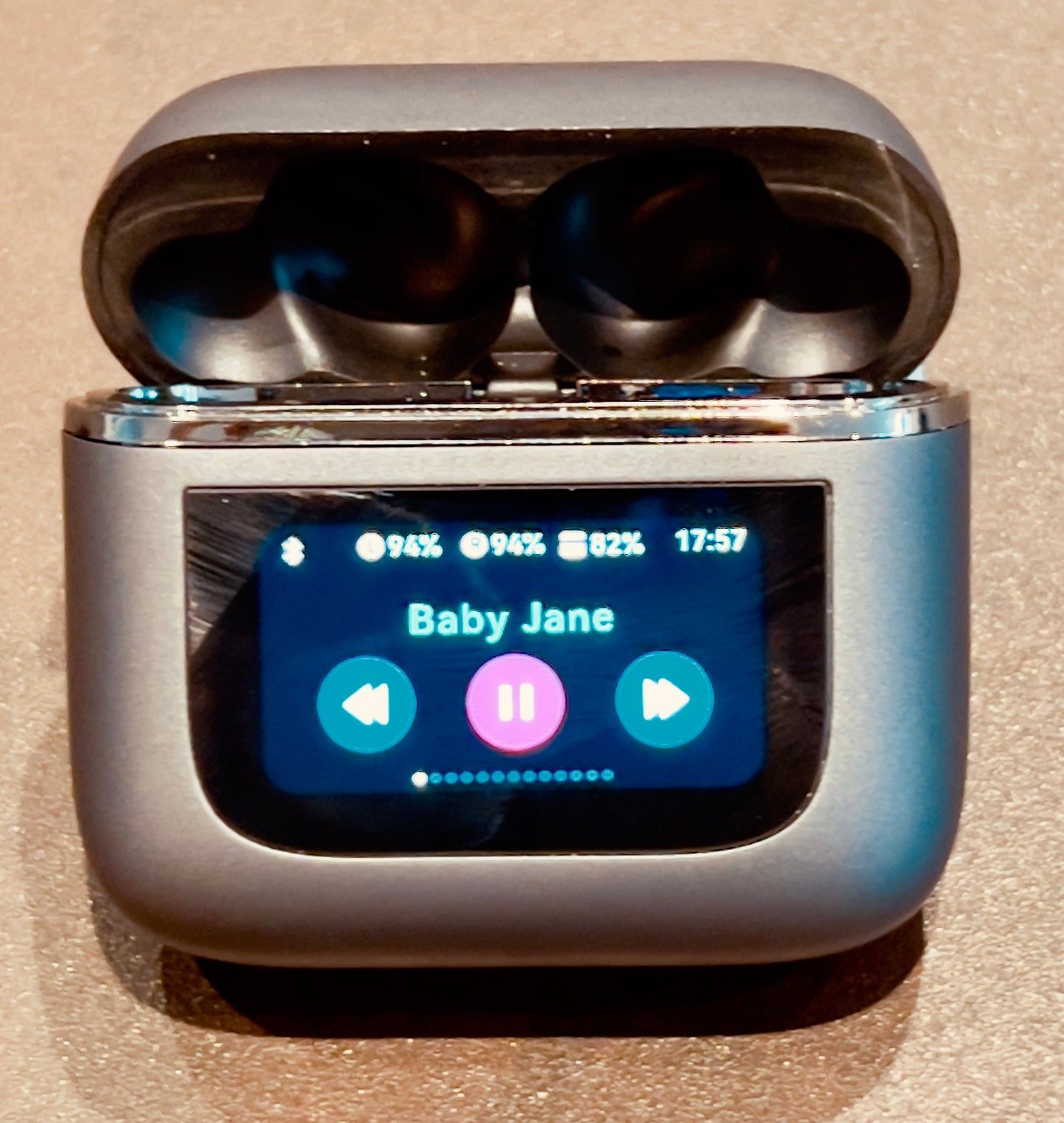 Wireless Noise Cancelling Earbuds with Smart Features Display Charging Case
