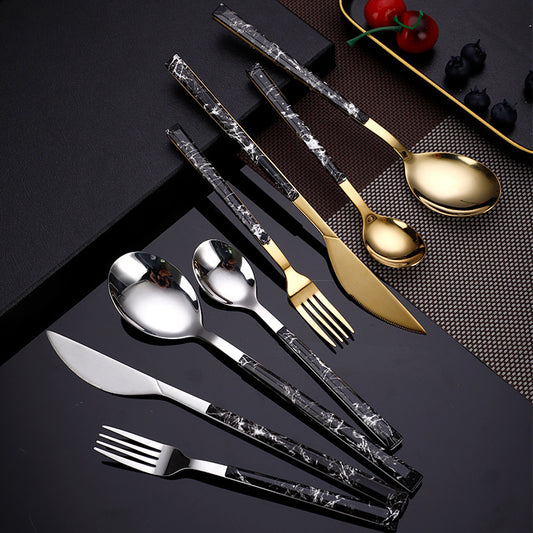 Plastic Handle Knife, Fork & Spoon Set