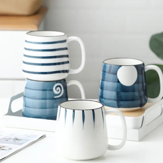 Large Hand-Painted Ceramic Coffee, Tea & Milk Mugs