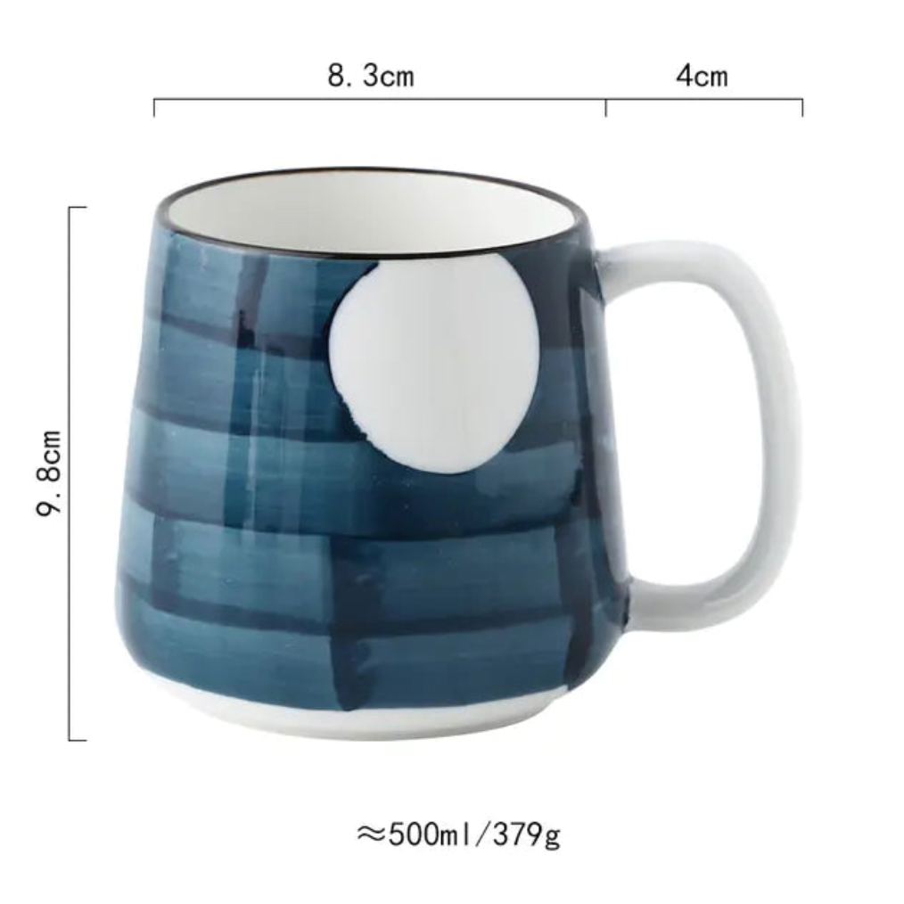 Large Hand-Painted Ceramic Coffee, Tea & Milk Mugs