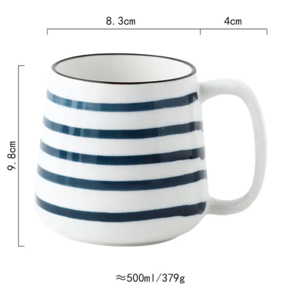 Large Hand-Painted Ceramic Coffee, Tea & Milk Mugs