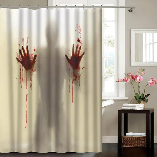 Horror Blood Handprint 3D Shower Curtain