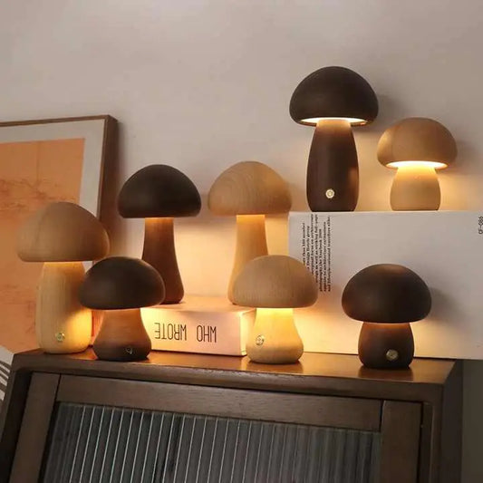 Wooden Mushroom Lamp