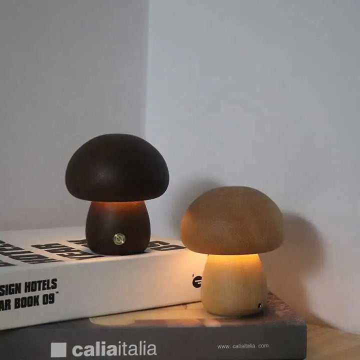 Wooden Mushroom Lamp