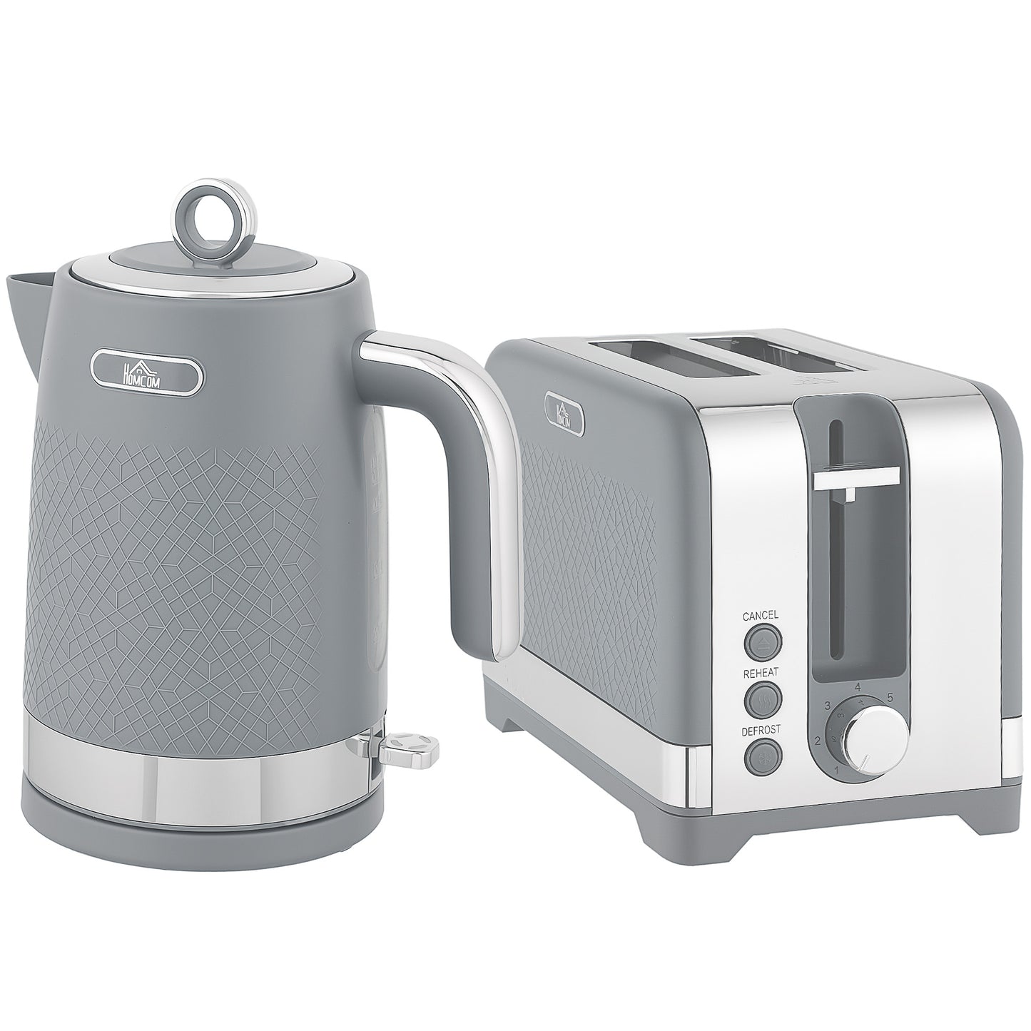 Sleek Textured Kettle & Toaster Set – Grey