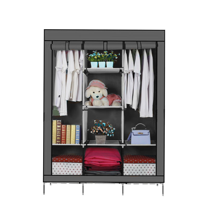Fabric Wardrobe Organiser with Hanging Rail & Shelves