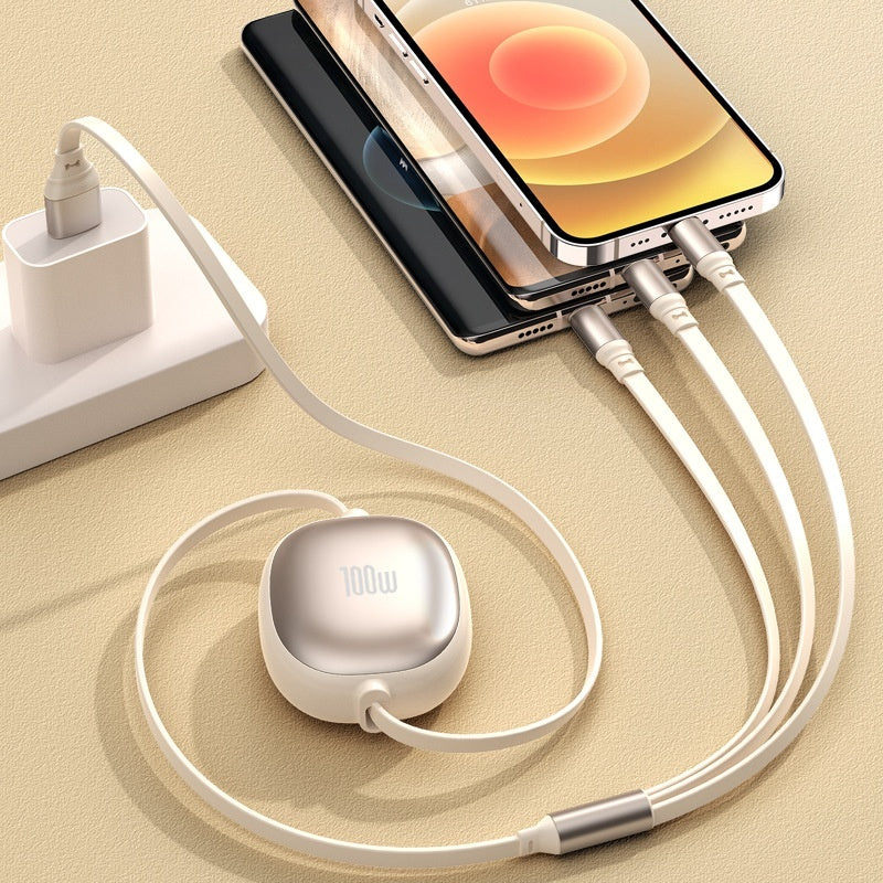 Metal case 3-in-1 Retractable Fast Charging Cable
