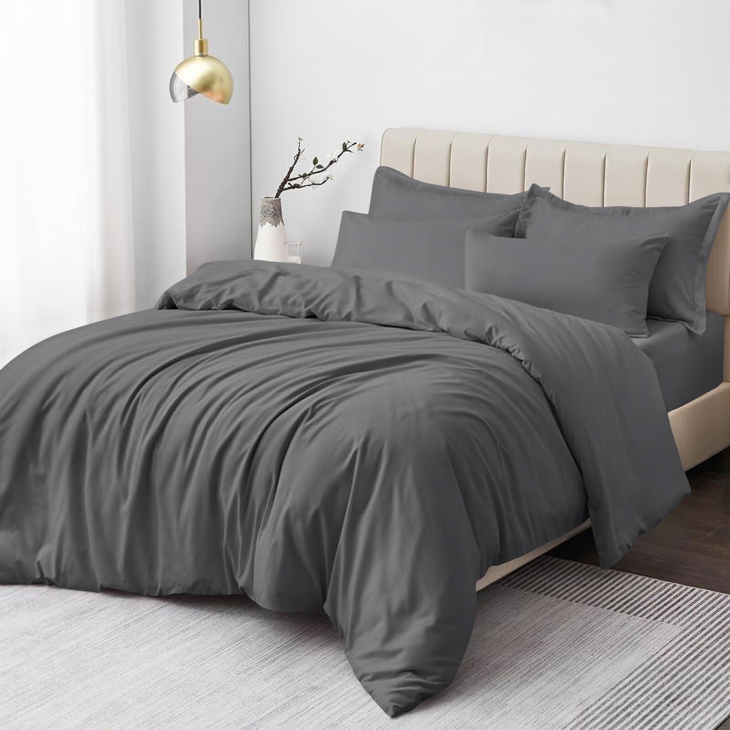 Plain Duvet Cover Luxury Reversible Quilt Cover Bedding Set Single Double King