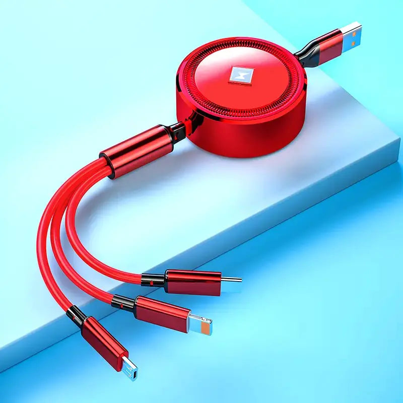 3-in-1 Retractable USB Data and Charging Cable