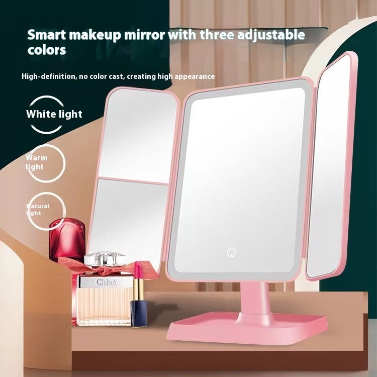 Thin Large Double Door Folding Makeup Mirror LED Frame (USB rechargeable)