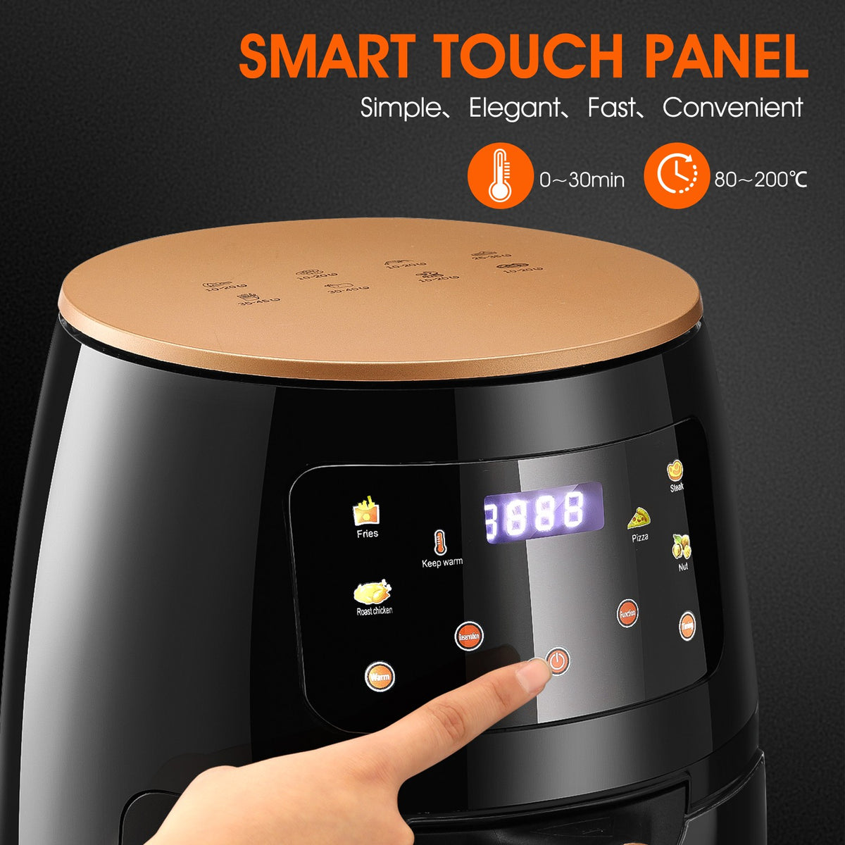 Air Fryer 6L Large Capacity Digital Touch Screen Mulitifunction Oil Free Frying