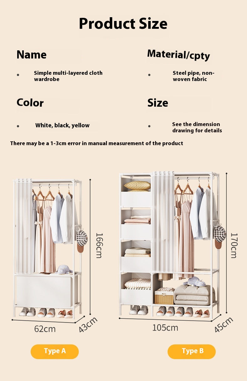 Simple Assembly Wardrobe – Lightweight Metal Frame