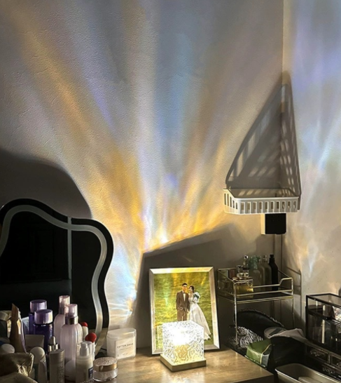 Northern Lights Wooden Rotating Wave Projector Lamp