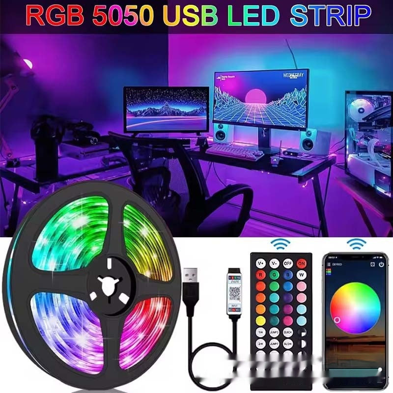 RGB LED Light Strip – Bluetooth App & Remote Control (USB 5V)