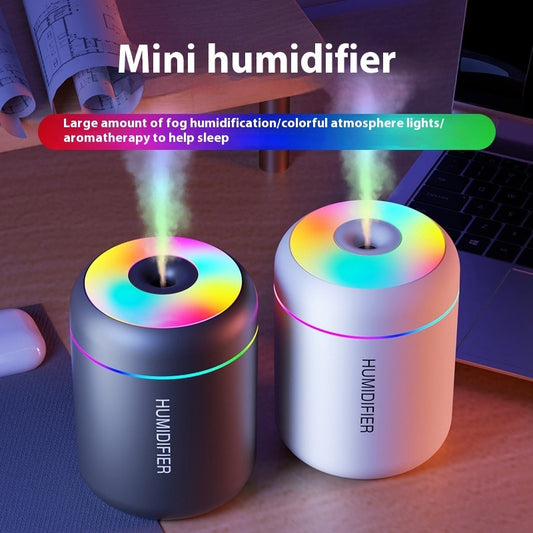 Small Seven-colour Ambience Light Desktop Mini Humidifier (USB)