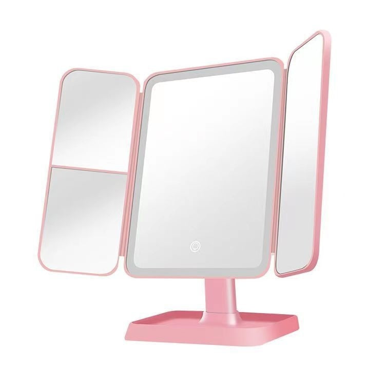 Thin Large Double Door Folding Makeup Mirror LED Frame (USB rechargeable)