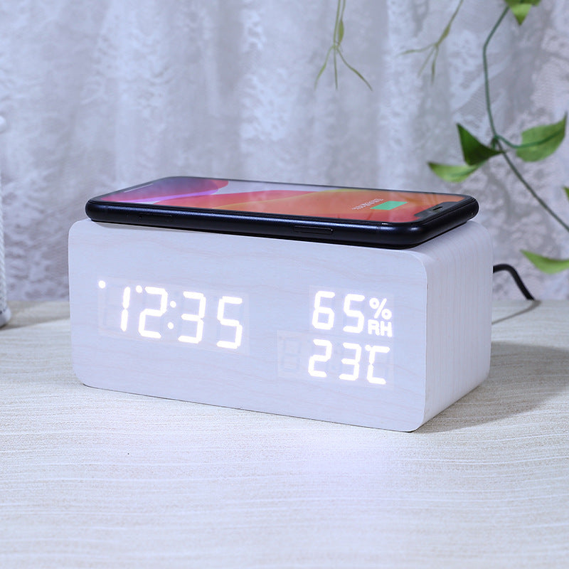 Smart Wooden Wireless Charging Alarm Clock